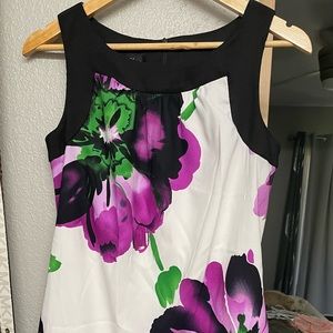 Purple and black floral pattern dress